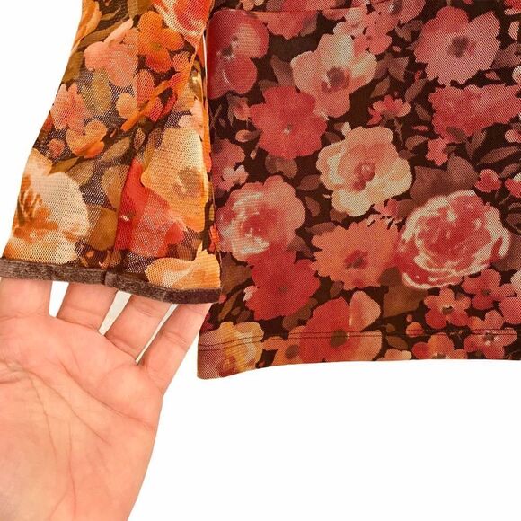 Vintage Nine West Sheer & Lined Floral Top Velvet - Picture 2 of 7